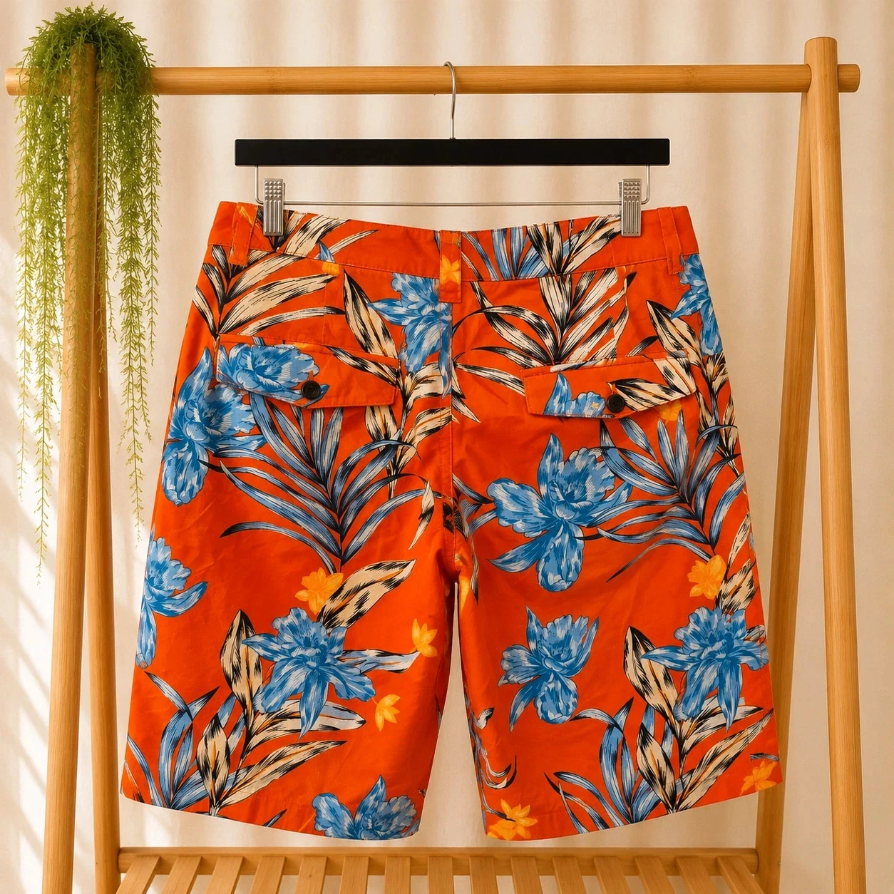 Forever 21 Men tropical floral orange blue men's shorts Size 36 (EU 44) – photo 2
